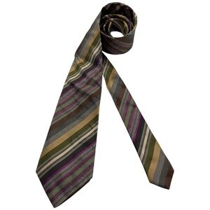 KENZO Gray/Brown/Purple Striped Silk LUXURY Tie ITALY
